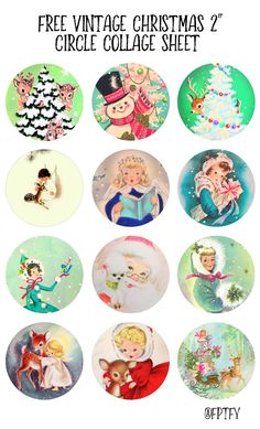 the vintage christmas circle collage sheet