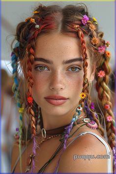 hair/heatless curls/lazy hairstyles Reference People, Festival Make Up, Hair Color Spray, Hippie Hair, Back To School Hairstyles, Hairstyle Look