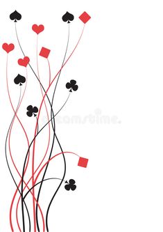 flowers and playing cards on a white background royalty illustration