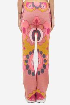 JACQUARD KNIT Pants in rose-pink polyamide, elastic waistband, fast lacing, floral pattern, tight | ERL Women's Jacquard Knit Pants in Rose/Pink | FW23/24 Closet Space, Jacquard Knit, Knit Pants, Fashion Labels, Luxury Retail, Rose Pink, Short Pants, Unisex Fashion, Pink Roses