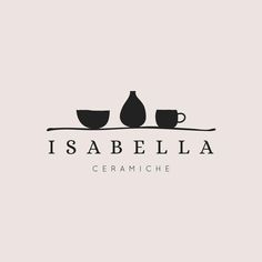 the logo for an italian restaurant called isabella, with two cups and spoons