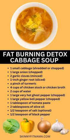 Detox Cabbage Soup That Actually Tastes Good! - Skinny Fit Mama Detox Cabbage Soup, Healthy Soup Recipes Clean Eating, 7 Day Cabbage Soup Diet, Cabbage Soup Diet Recipe, Cabbage Soup Recipe, Soup Cleanse, Inflammation Recipes, Fat Burning Soup, Diet Soup Recipes