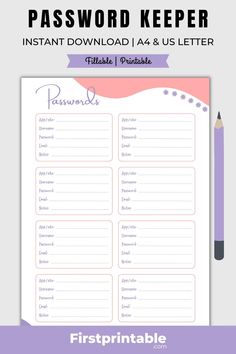 the printable password keeper is an easy way to help kids learn how to use it