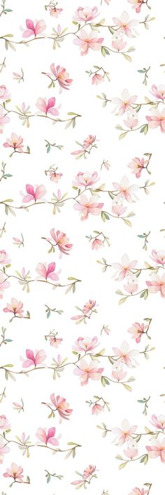 watercolor flowers on a white background with green stems and pink petals in the center