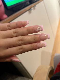 French tips,pink nails Nail Designs Square Shape French Tips, Pink Hibiscus Nails French Tip, Pink French Hibiscus Nails, Pink French Tip Nails Coffin Short, Nails Acrylic Inspo French Tip, Basic Pink Nail Designs, Pink French Tip With Hibiscus Flower, French Nails Hibiscus, Square Nails Inspo Summer