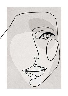 a black and white drawing of a woman's face