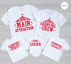 Carnival Staff Birthday Sweatshirt, Birthday Gift T Shirt, Custom Birthday Tshirt,Bday Crew,Main Attraction Tee,Matching Bday Family T-shirt 👉 Product Details: The T-Shirts, V-Necks, youth and baby suits(onesie) are unisex.👈 👉Please review all the sizing charts that were added in the product pictures. 👚 Women: Shirts will have a looser fit when choosing your regular size. If you would prefer a more fitted look, it is recommended to size down. It is based on your personal preference. 👉How Do Fun Red T-shirt With Name Print, Red Crew Neck Top For First Birthday, Red Crew Neck Top For Birthday, Red Letter Print T-shirt For Birthday, First Birthday Graphic Tee With Crew Neck, Funny First Birthday T-shirt With Letter Print, Funny First Birthday T-shirt, Family Matching Birthday T-shirt With Name Print, Funny Letter Print T-shirt For First Birthday