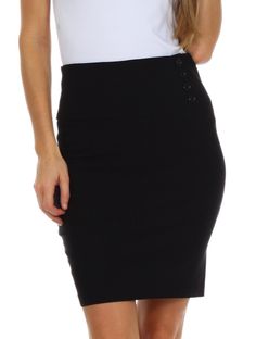 Small ( Size 5-6 ) / Medium ( Size 7-8 ) / Large ( Size 9-10 ) / X-Large ( Size 11-12 ) Sleek Fit, Center Back Hidden Zipper, 3" Center Back Slit, Soft Comfortable Stretch Fabric, Four Button Detail Simple Style Makes Great Wardrobe Staple, Sophisticated Skirt for the Office Hand Wash with Cold Water or Dry Clean Made in USA ( 96% Polyester 4% Spandex ) Please check your measurements to ensure you select the right size. This versatile pencil skirt can be dressed up or down. Pair with a sexy blou Knee Stretches, Stretch Pencil Skirt, Maid Dress, Fashion Inspiration Design, Skirt Fits, Wear To Work, Button Detail, Above The Knee, Quality Clothing