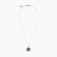 Royale Bleu 14K White Gold Sapphire and Diamond Pendant Luxury Sapphire Necklace With Polished Finish, Elegant Sapphire Necklace With Polished Finish, White Gold Sapphire, Diamond Pendant, Blue Sapphire, Round Diamonds, Sapphire, White Gold, Pendant