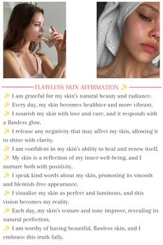 10 best affirmations for flawless skin. Best Affirmations, Radiate Confidence, Healing Affirmations, Skincare Quotes, Gratitude Affirmations, Affirmations For Happiness