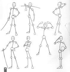 the drawing shows how to draw people with different poses and body shapes, including arms, legs