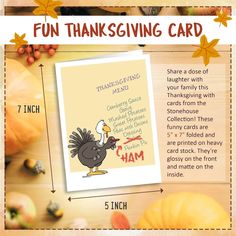 a thanksgiving card with an image of a turkey on it and the words, fun thanksgiving card