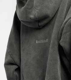 Cropped Cotton Hoodie in Black - Acne Studios | Mytheresa Merch Ideas Hoodies, Acne Studios Clothes, Washed Black Long Sleeve Hoodie For Loungewear, Long Sleeve Washed Black Hoodie For Loungewear, Washed Black Cotton Hoodie With Ribbed Cuffs, Sporty Long Sleeve Hoodie In Faded Color, Sporty Long Sleeve Faded Hoodie, Faded Cotton Sweatshirt With Drawstring Hood, Washed Black Sweatshirt With Drawstring Hood For Loungewear