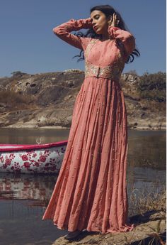 Anarkali With Dupatta, Onion Pink, Pink Anarkali, 1950’s Fashion, Recycled Dress, Happy Dresses, Anarkali Dress Pattern