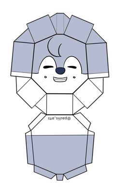 an origami bear with its eyes closed and his head in the shape of a box