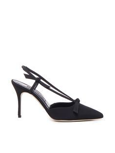 Black Corintia Slingback Sabot from Manolo Blahnik -Pointed mule in crepe de chine -Bow detail -Slingback design -Finished with high stiletto heel -Heel: 90 mm -Made in Italy -Colour: Cream -100% Silk Manolo Blahnik Shoes, Classic Pumps, Sneaker Wedge, Black Pumps, Bridal Shoes, Manolo Blahnik, Stiletto Heel, Luxury Shoes, Pump Shoes