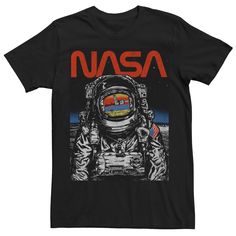 Channel your inner astronaut with this men's NASA tee.  Crewneck Short sleevesFABRIC & CARE Cotton Machine wash Imported Size: S. Color: Black. Gender: male. Age Group: adult. Masc Shirts, Moon Reflection, T Shirt World, Retro Tee, Direct To Garment Printer, Teen Fashion