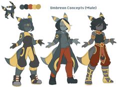 the concept art for an upcoming video game, umbreon concepts male