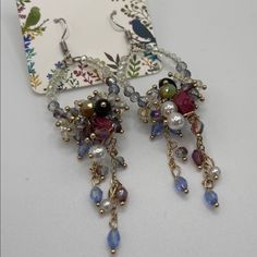 Beautiful Cottagecore Floral Crystal Beaded Chandelier Earrings. Gorgeous Earrings I Get Many Compliments Every Time I Wear Them. Bohemian Crystal Earrings For Party, Beaded Teardrop Chandelier Earrings For Party, Crystal Beaded Earrings For Party, Party Teardrop Colorful Beaded Earrings, Metal Earrings With Faceted Beads For Party, Elegant Multicolor Beaded Crystal Earrings, Party Dangle Beaded Earrings With Ear Wire, Dangling Crystal Beads Earrings, Party Teardrop Beaded Earrings With Dangling Beads