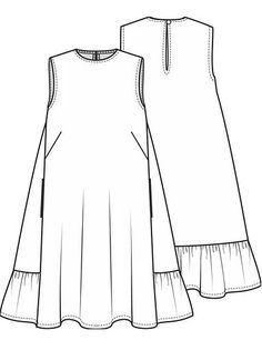 the front and back view of a dress