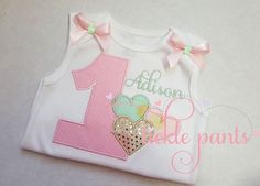 Baby girl's 1st birthday shirt - Sweet hearts - Valentine's shirt - Pink mint gold- Colors can be ch Sweet Pink Top For First Birthday, Sweet Pink Top For Birthday, Pink Top For First Birthday In Spring, Pink Tops For First Birthday In Spring, Cute Pink Top For First Birthday, Green Spring Birthday Top, 1st Birthday Shirt, 1st Birthday Shirts, Birthday Tutu Outfit