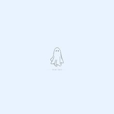 a drawing of a ghost on a light blue background