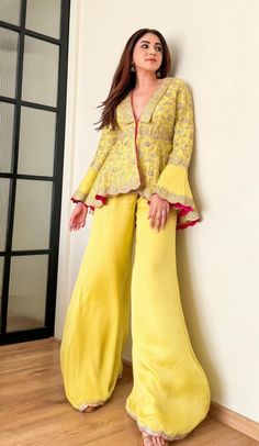 Cord Set Design, Indian Wedding Dresses For Women, Haldi Dress Ideas, Trending Wedding Dresses, Dress Designs For Stitching, Best Indian Wedding Dresses, Indian Wedding Dresses, Wedding Dresses For Women, Long Blouse Designs