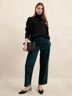 Corduroy Straight Trouser | Banana Republic Factory Corduroy Pants Outfit, Capsule Wardrobe Planning, Teal Pants, Style Vision Board, Dc Trip, Cord Trousers, Cords Pants, Dramatic Classic, Wardrobe Planning