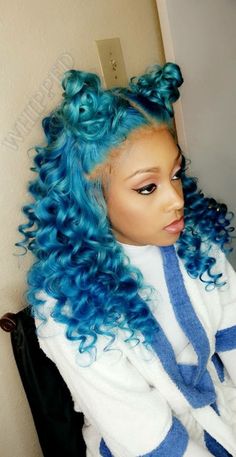 fb - Raunzie Da Weaveologist pinterest; ahmarriaaa Aqua Blue Hair, Mermaid Curls, Hair Color For Morena, 613 Blonde, Super Hair, Blue Mermaid