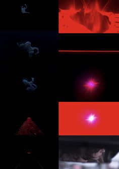 four different images with red and blue colors