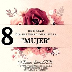 an image of a pink flower with the number eight in it's center and text that reads 8 dia interfaccinale de la muer