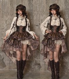 egl lolita Modern Steampunk Fashion, Traditional French Clothing, Steampunk Bustle Skirt, French Outfit, Punk Outfits