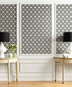 Nouveau Trellis Wallpaper from the Nouveau Collection by Wallquest Lambriseringen Gang, Classic Wallpaper Pattern, Trellis Wallpaper, Dining Room Wallpaper, Classic Wallpaper, Roll Paper, W Wallpaper, Contemporary Wallpaper, Wall Molding