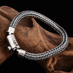 Men's Sterling Silver Latch Clasp Braided Bracelet Mens Sterling Silver Jewelry, Gents Bracelet, Mens Silver Jewelry, Mens Bracelets, Mens Cuff, Viking Bracelet, Mens Bracelet Silver, Silver Chain Style, Braided Leather Bracelet