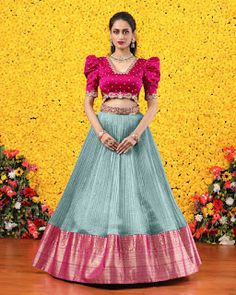 Benaras lehenga Gagra Design, Benaras Lehenga, Silk Lehenga Banarasi, Banaras Lehenga, Bridal Lehenga Designs, Gown Ideas, Lehenga Designs Simple, Long Gown Dress