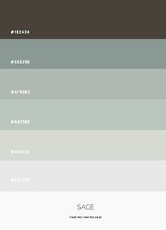 the color scheme for sage is shown in shades of green, brown and grays