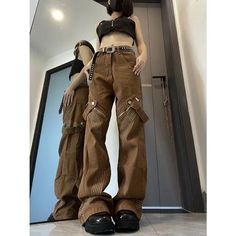 Y2k Brown Vintage Bandage Grunge Jeans Hip Hop Fairy core Denim Pant Vintage Jeans Style, 90s Street Style, Hip Hop 90s, Jeans Female, Grunge Jeans, Trousers Women Wide Leg, Denim Decor, Mom Denim, 2 Piece Skirt Set