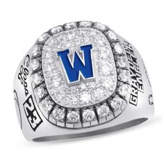 The ArtCarved Monogram All-American High School Class Ring isn't short on stones or style. An initial letter is featured on the top of the ring, surrounded by accent stones on all sides. Personalize the top letter and color, the side artwork and year date or text engraving. Available in siladium, silver select, argentium, 10K and 14K white and yellow gold and 18K yellow gold. Mens Class Rings, Class Rings High School, Mens Monogram, Collegiate Style, Jared The Galleria Of Jewelry, Diamond Fashion Rings, Silver Age, School Class, S Monogram