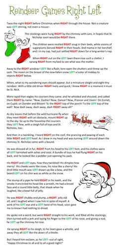 the christmas game right left is shown in this page, with an image of santa's hat on it