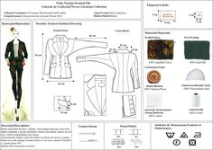 the sewing pattern for a jacket and pants is shown