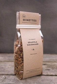 a bag of granola on top of a wooden table