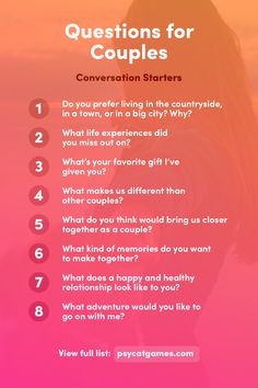 Feel free to cherry-pick the ones you like or go through them like a list. Remember to visit the website to view the full list! What Animal Are You, Partner Questions, Questions For Couples, Conversation Starters For Couples, How To Read People, Couple Questions