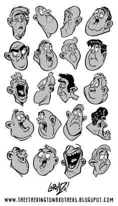 cartoon heads with different expressions and facial expressions for the animated movie, person's head