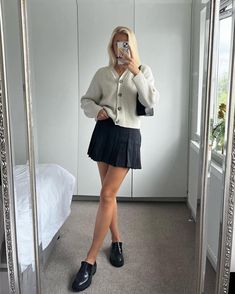 What To Wear With Tennis Skirt: 15 Perfect Ways To Wear It - The Wandering Girl Golf Skirt Outfit, Preppy Work Outfit, Sweater Over Dress, Tennis Skirt Outfit