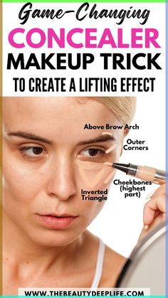 Concealer Hacks, Pro Makeup Tips, Makeup For Small Eyes, Arch Brows, Hide Dark Circles, Makeup Tips For Older Women, Correcting Concealer, Beauty And Makeup