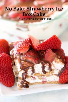 no bake strawberry ice box cake on a plate