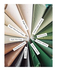 the color wheel is labeled with different types of fabrics and their names on each side