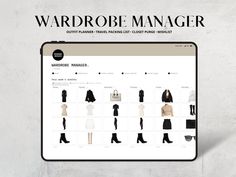 the website for wardrobe manager is displayed on a tablet