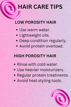 Discover essential tips to care for both low porosity and high porosity hair. Learn how to properly moisturize, seal, and maintain healthy, vibrant locks. Click through for expert advice and product recommendations!  #HairCare #LowPorosityHair #HighPorosityHair #HealthyHair #HairTips #NaturalHairCare #HairGoals #MoisturizedHair #HairRoutine #BeautyTips High Porosity Hair Care, High Porosity Hair Products, High Porosity Hair Regimen, 4c Haircare, Low Porosity Hair Care, Hair Journey Tips, Ayurvedic Hair Growth, Dyed Hair Care, Low Porosity Hair