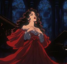 Icon, pfp, icon aesthetic, pfp aesthetic The Phantom, The Opera, Phantom Of The Opera, The 90s, Dark Fantasy, Red Dress, Opera, Red, Anime